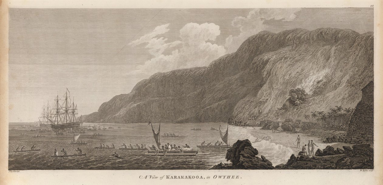 Uma visão de Karakokooa, em Owyhee. de John Webber