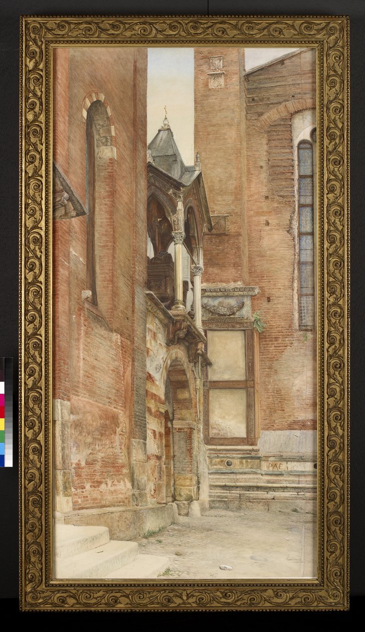 O túmulo de Castelbarco, Verona, Itália, maio-agosto de 1869 (aquarela e bodycolour sobre grafite no papel) de John Wharlton Bunney