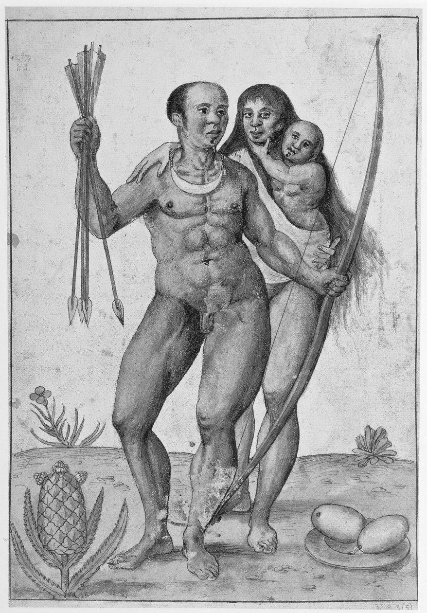 Homem indiano brasileiro, mulher e criança de John White