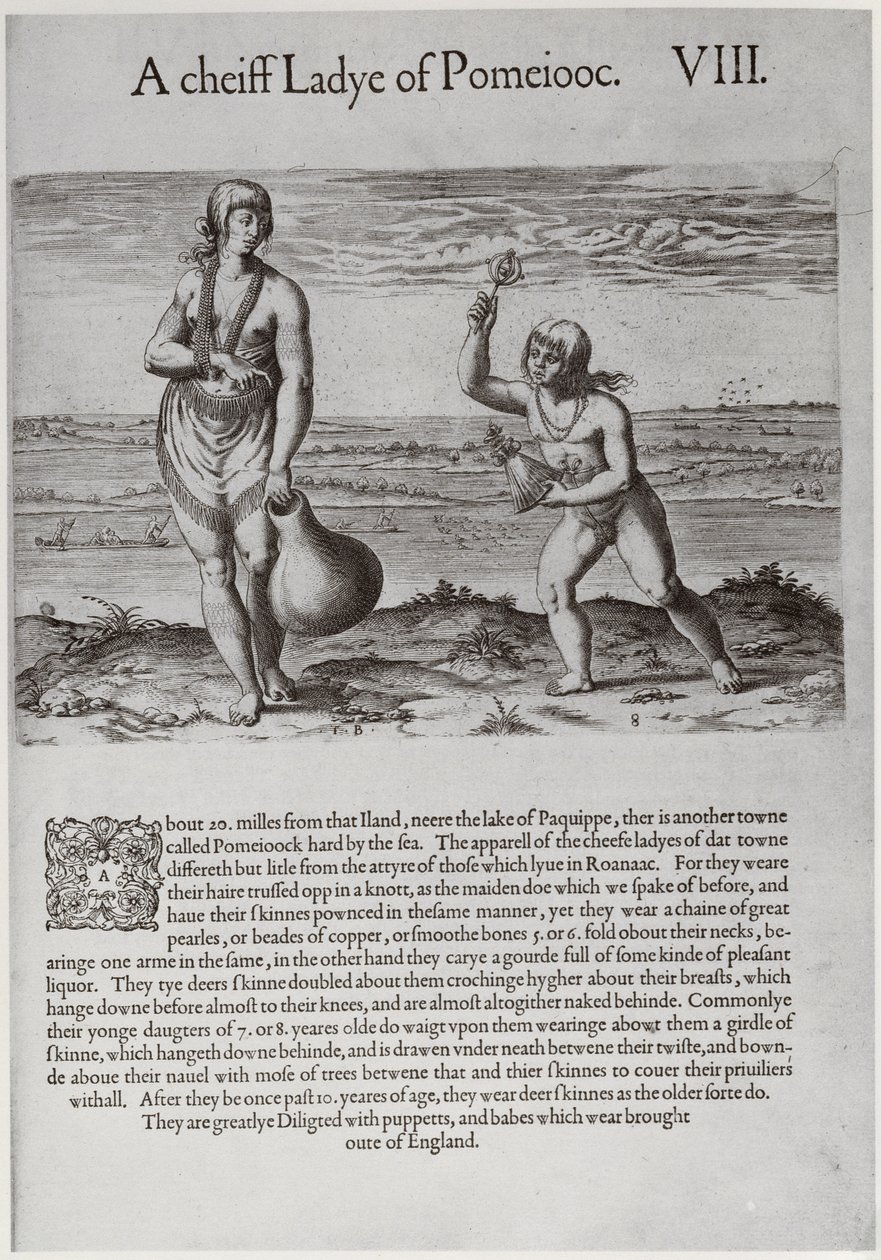 Mulher indiana e jovem, gravada por Theodor de Bry (1528-1598) de John White