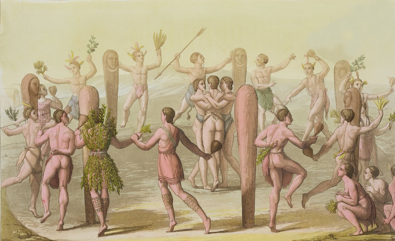 Nativos Indígenas Fazendo uma Dança Cerimonial de John White