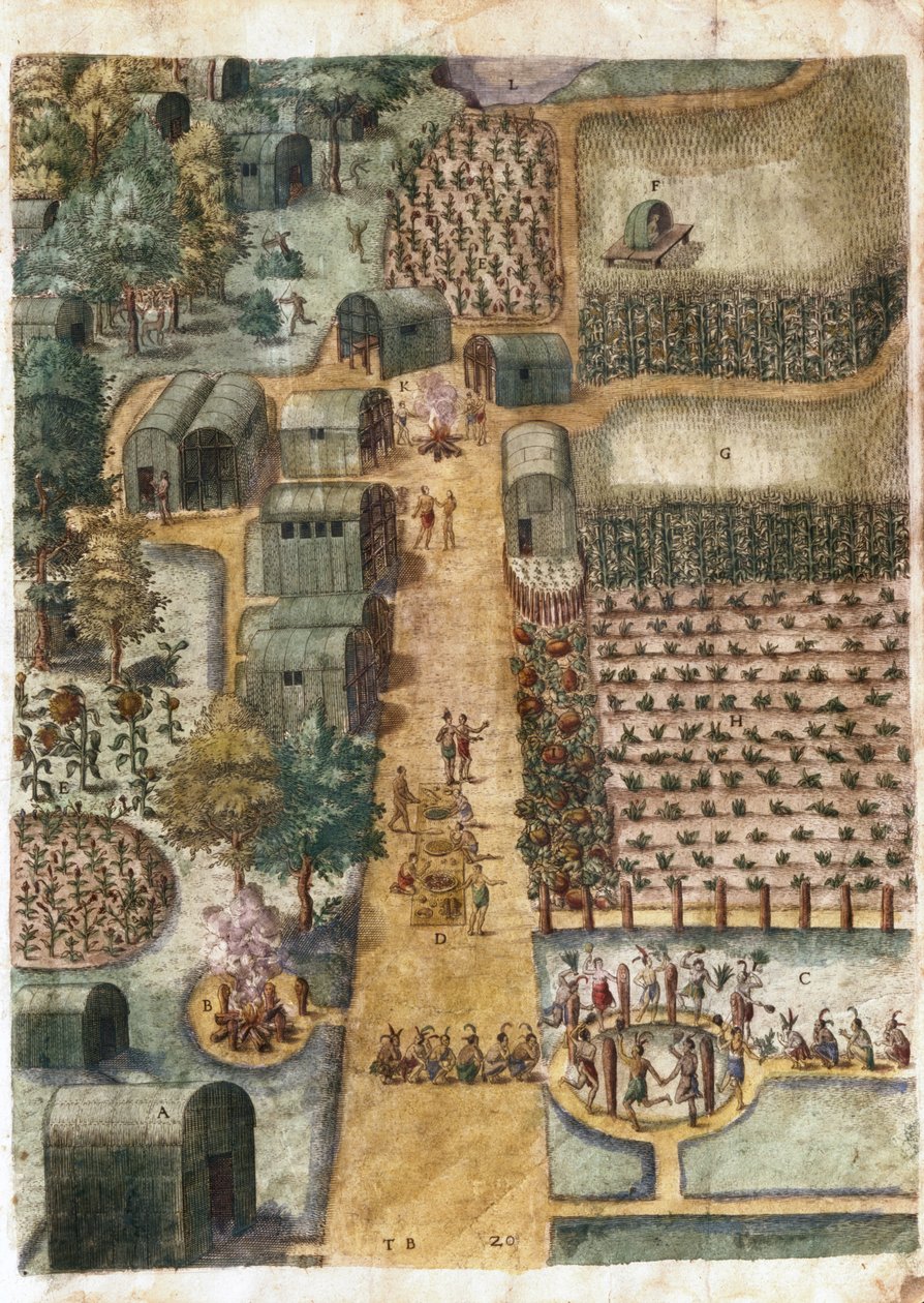 A aldeia indígena de Secoton, c.1570-80 (ver 1692) de John White