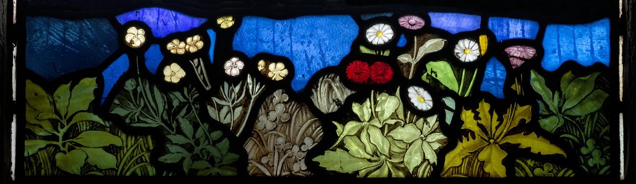 Detalhe de flores, Te Deum, janela do leste, c.1888 de John William Brown