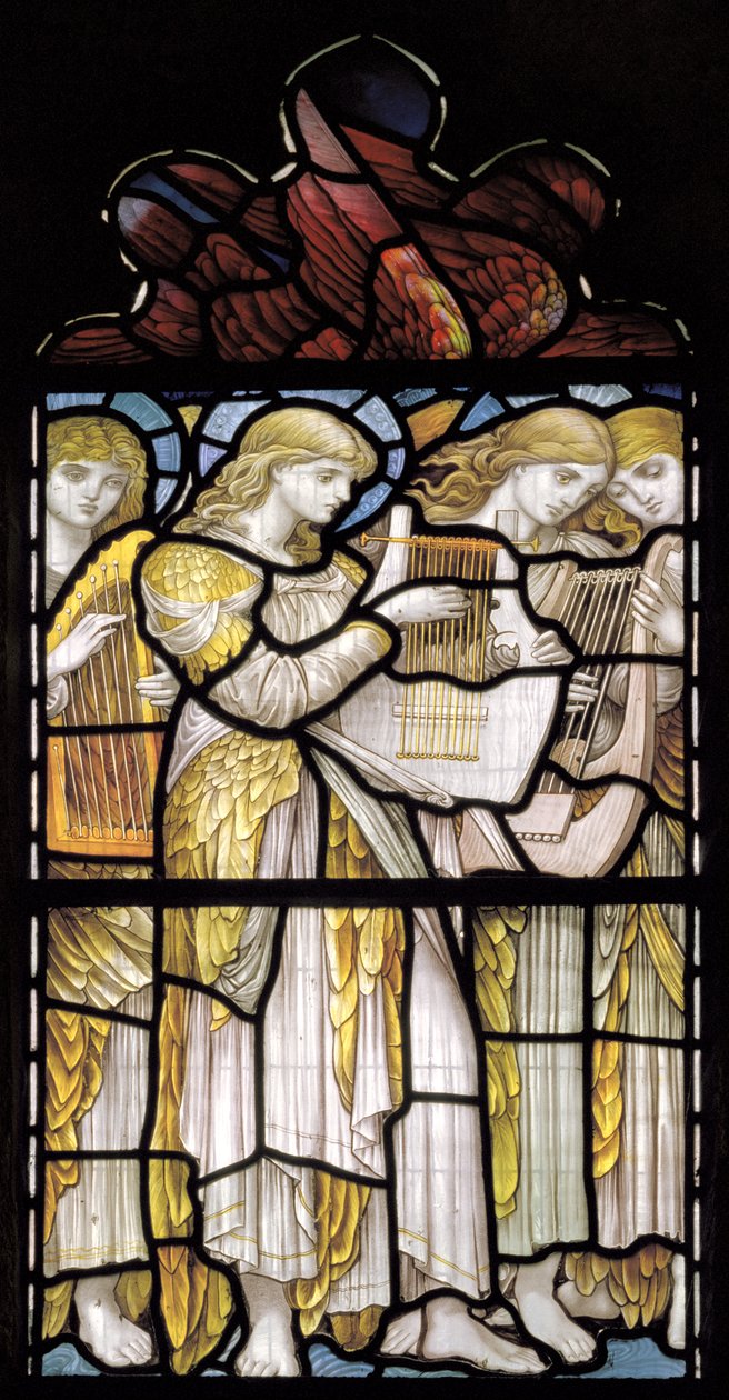 Anjos musicais, Te Deum, janela do leste, c.1888 de John William Brown