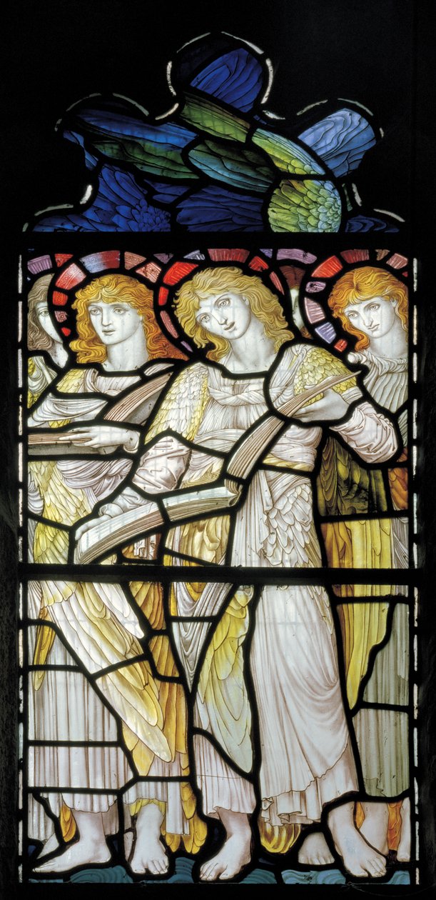 Anjos cantando, Te Deum, janela do leste, c.1888 de John William Brown