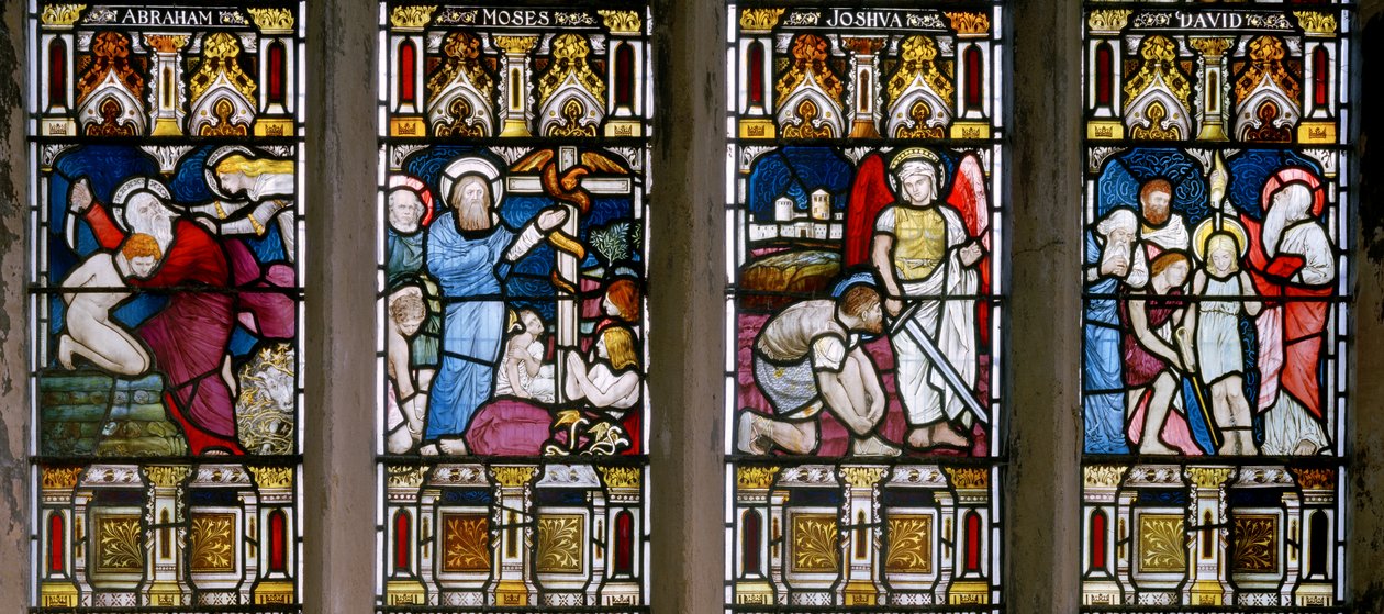 Ulceby, São Nicolau, James Powell & Filhos, John William Brown (1842-1928), Quatro Predellas Velho Testamento, 1876 de John William Brown