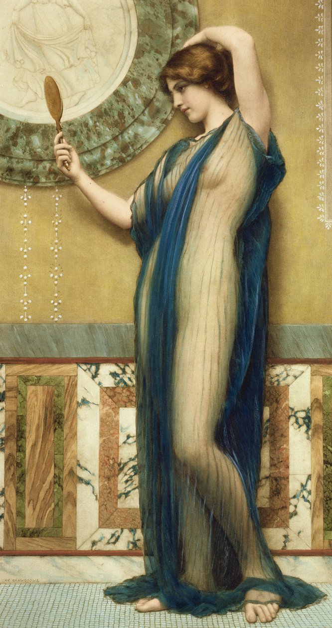 Um Reflexo Justo (foto colorida gravada à mão) de John William Godward