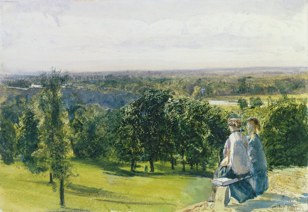 Em Richmond Park, c.1869 (wc com guache sobre papel) de John William Inchbold