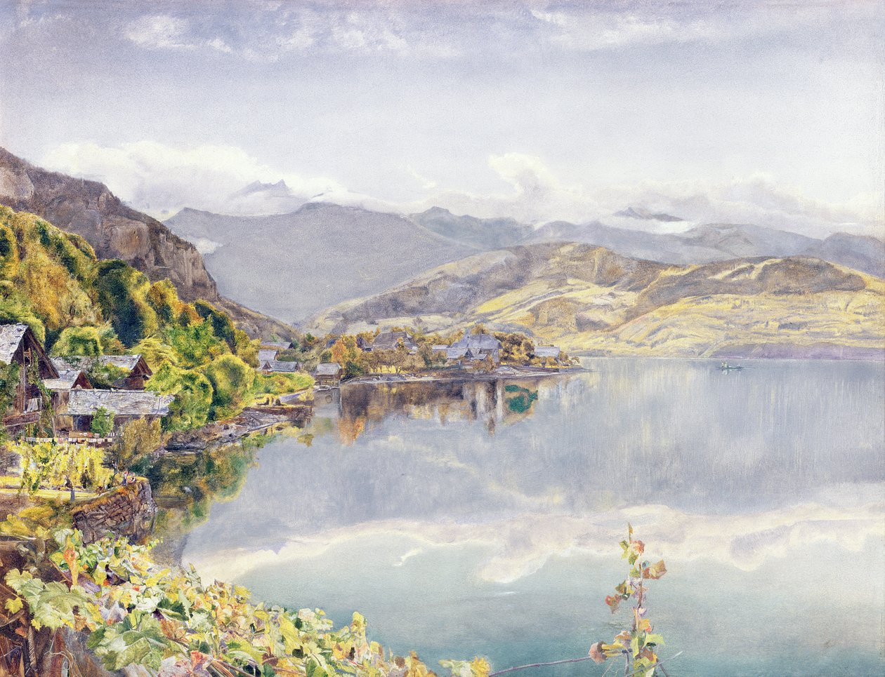 O Lago de Lucerna, Monte Pilatus à Distância, 1857 de John William Inchbold