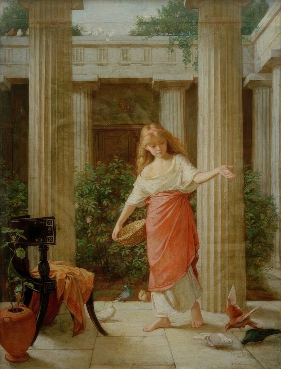 No Peristilo de John William Waterhouse