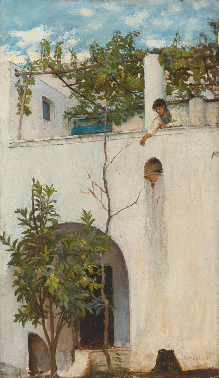Senhora em uma varanda, Capri de John William Waterhouse