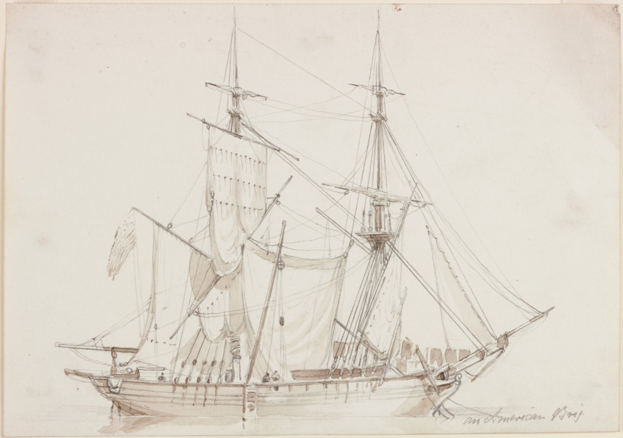 Um brigã americano (lápis e aquarela sobre papel) de John Wilson Carmichael
