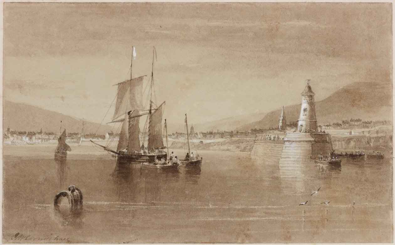 Berwick on Tweed (tinta (sépia) no papel) de John Wilson Carmichael