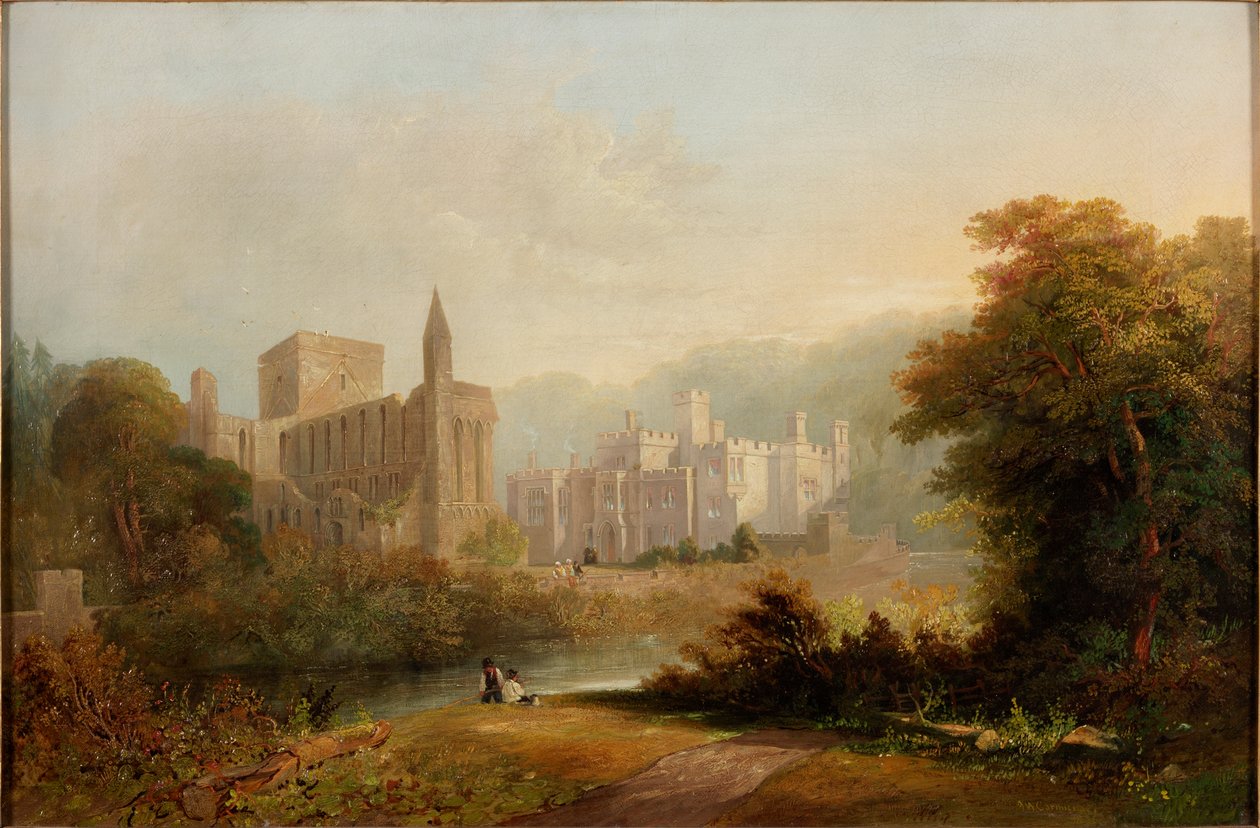 Brinkburn Grange e as Ruínas do Priorado de Brinkburn, 1834 de John Wilson Carmichael