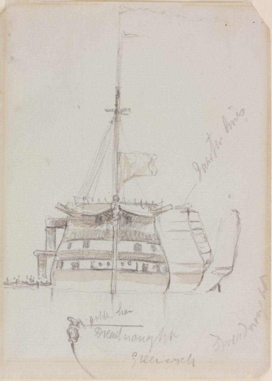 Dreadnought (tinta (marrom) e lápis sobre papel) de John Wilson Carmichael