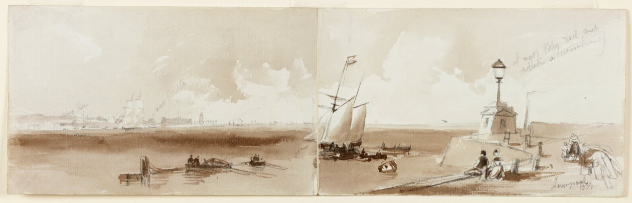 Liverpool (lápis e aquarela sobre papel (dois pedaços)) de John Wilson Carmichael