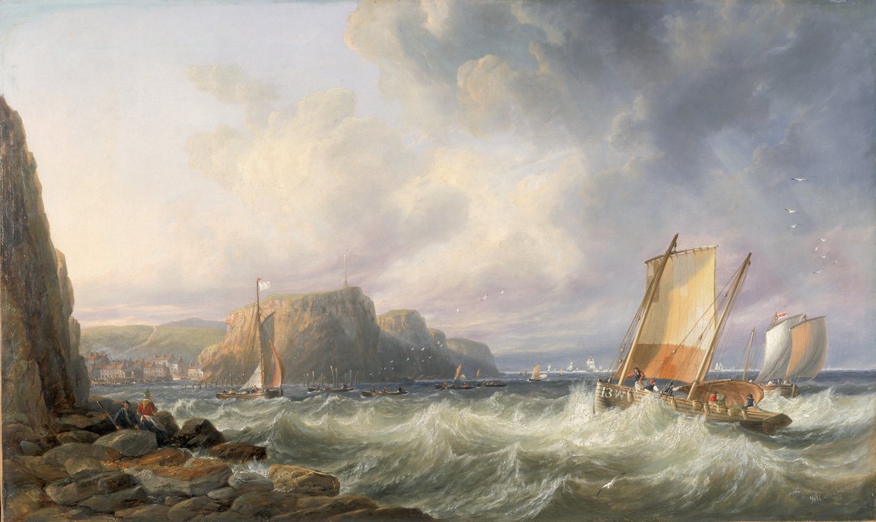 Fora da costa de Yorkshire (Staithes) de John Wilson Carmichael
