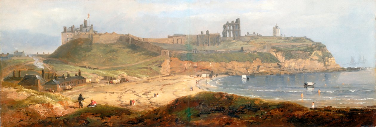 Priorado e Castelo, Tynemouth (óleo sobre madeira) de John Wilson Carmichael