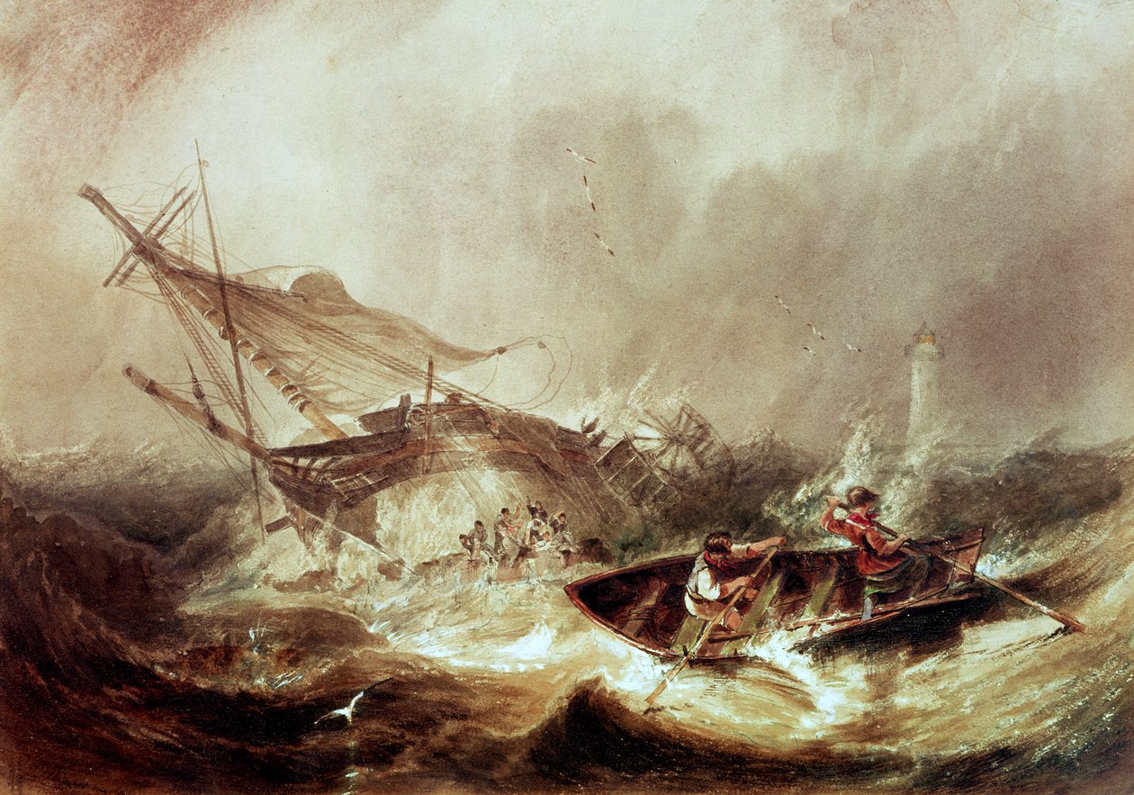 Remo para resgatar marinheiros naufragados na costa de Northumberland de John Wilson Carmichael