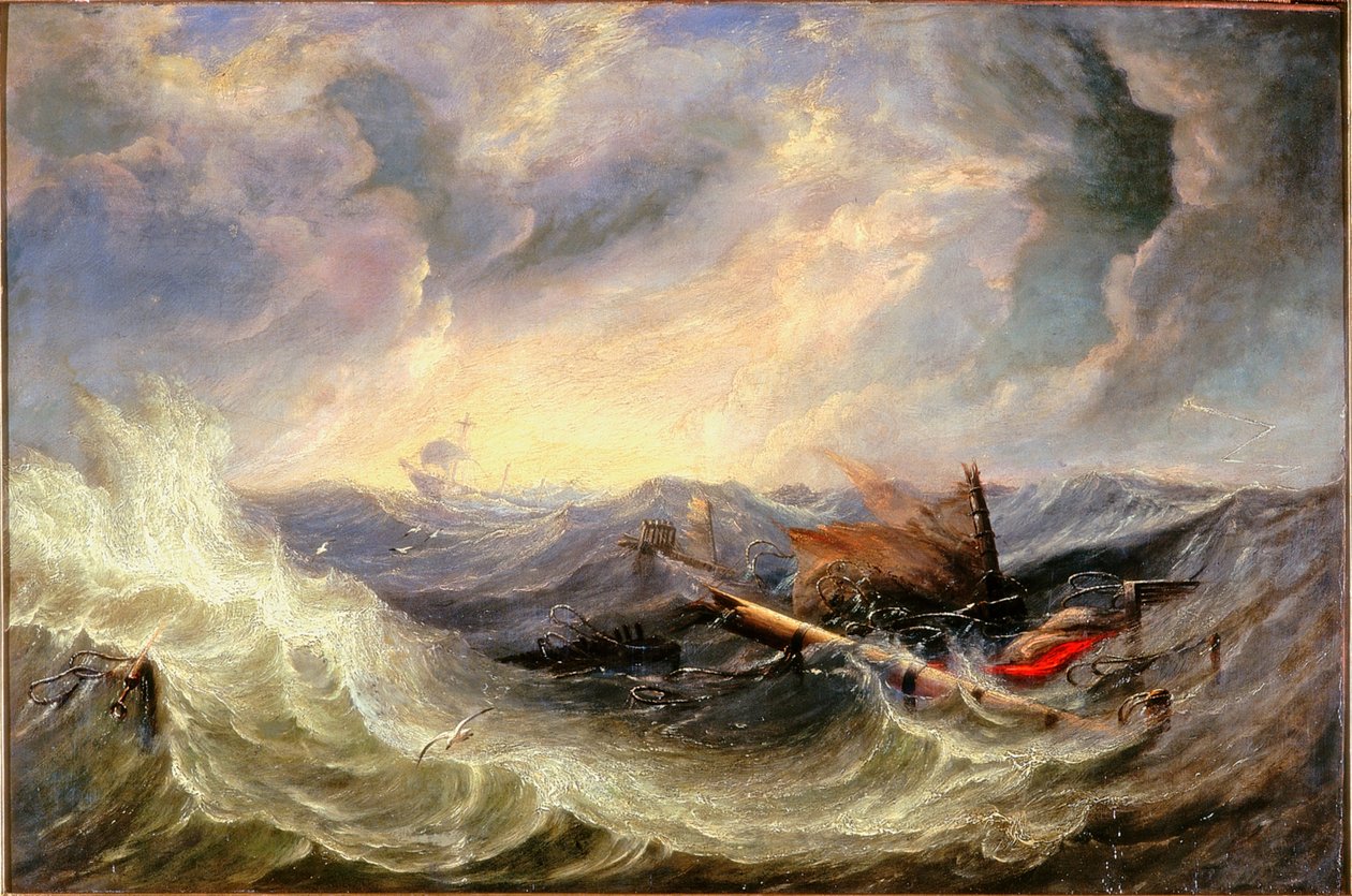 Seascape com destroços de John Wilson Carmichael