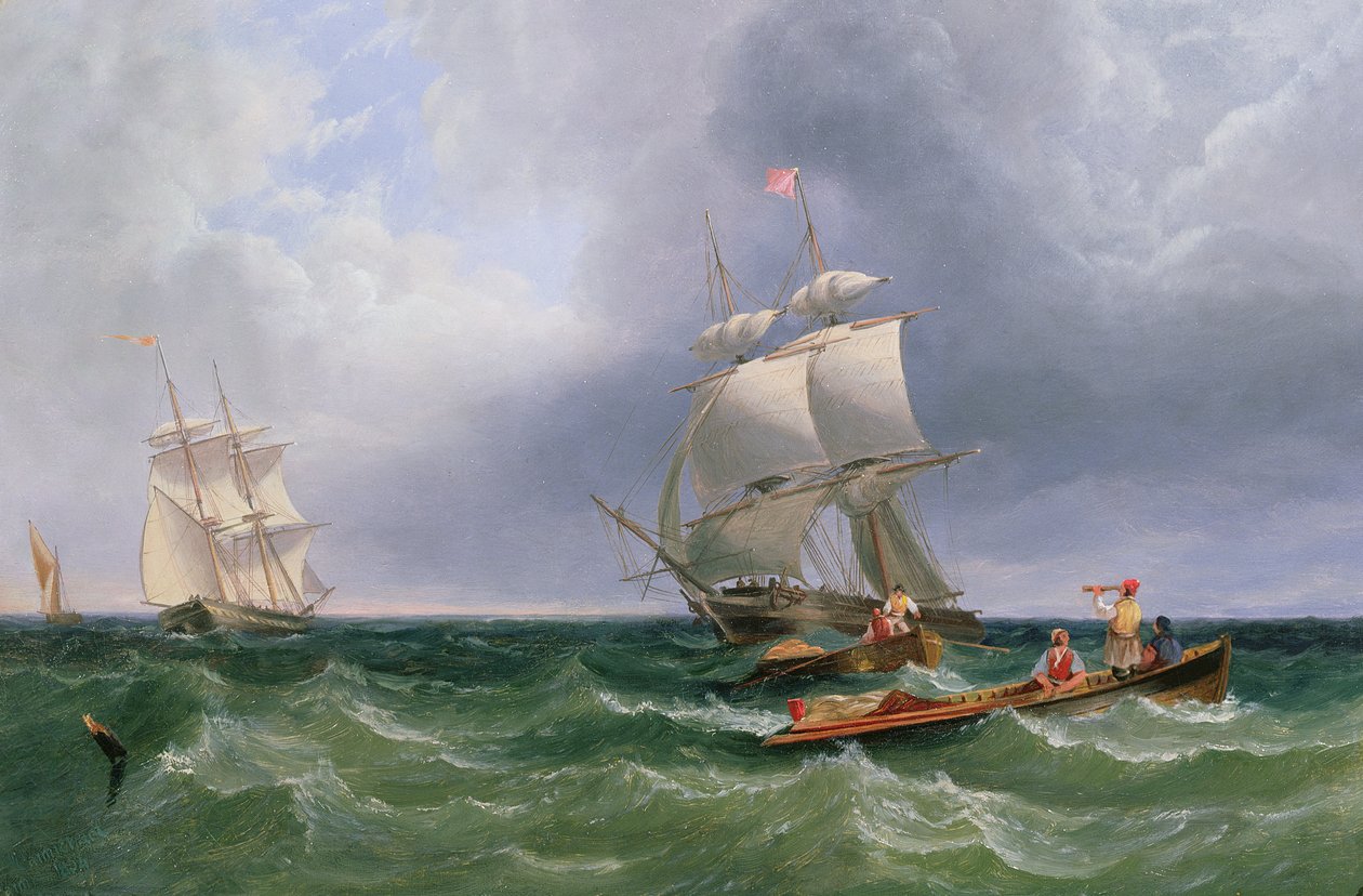 Desembarques Shore Shore, Brigs em um Swell Beyond de John Wilson Carmichael