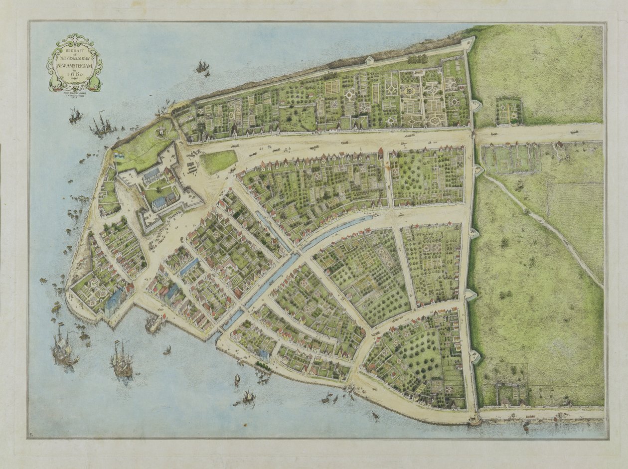 Redraft do Plano Castello, New Amsterdam em 1660, 1916 de John Wolcott Adams