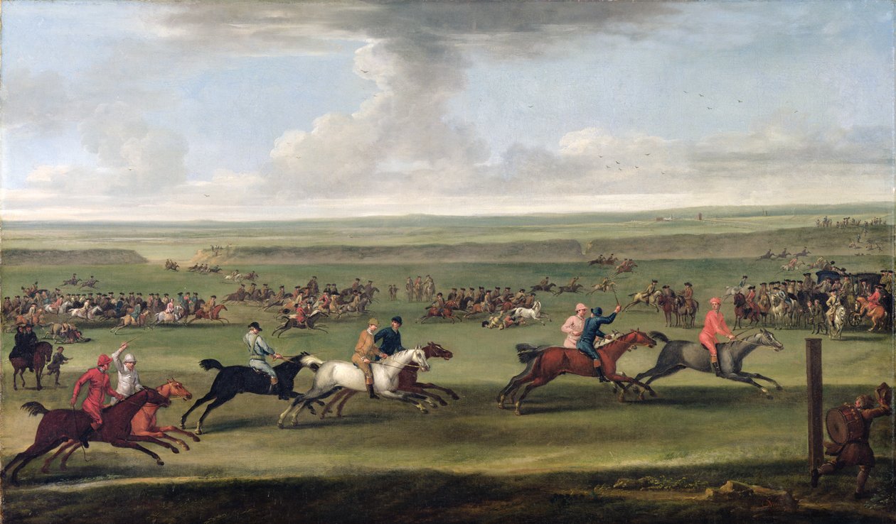 Uma corrida no curso de baliza em Newmarket, c.1750 de John Wootton