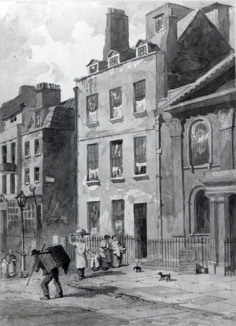 Casa de Sir Isaac Newton em 35 St Martin&39;s Street, em Leicester Square, Londres, 1850 de John Wykeham Archer