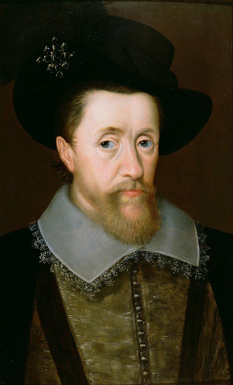 Retrato de James VI da Escócia e eu da Inglaterra (1566-1625) de John de Critz