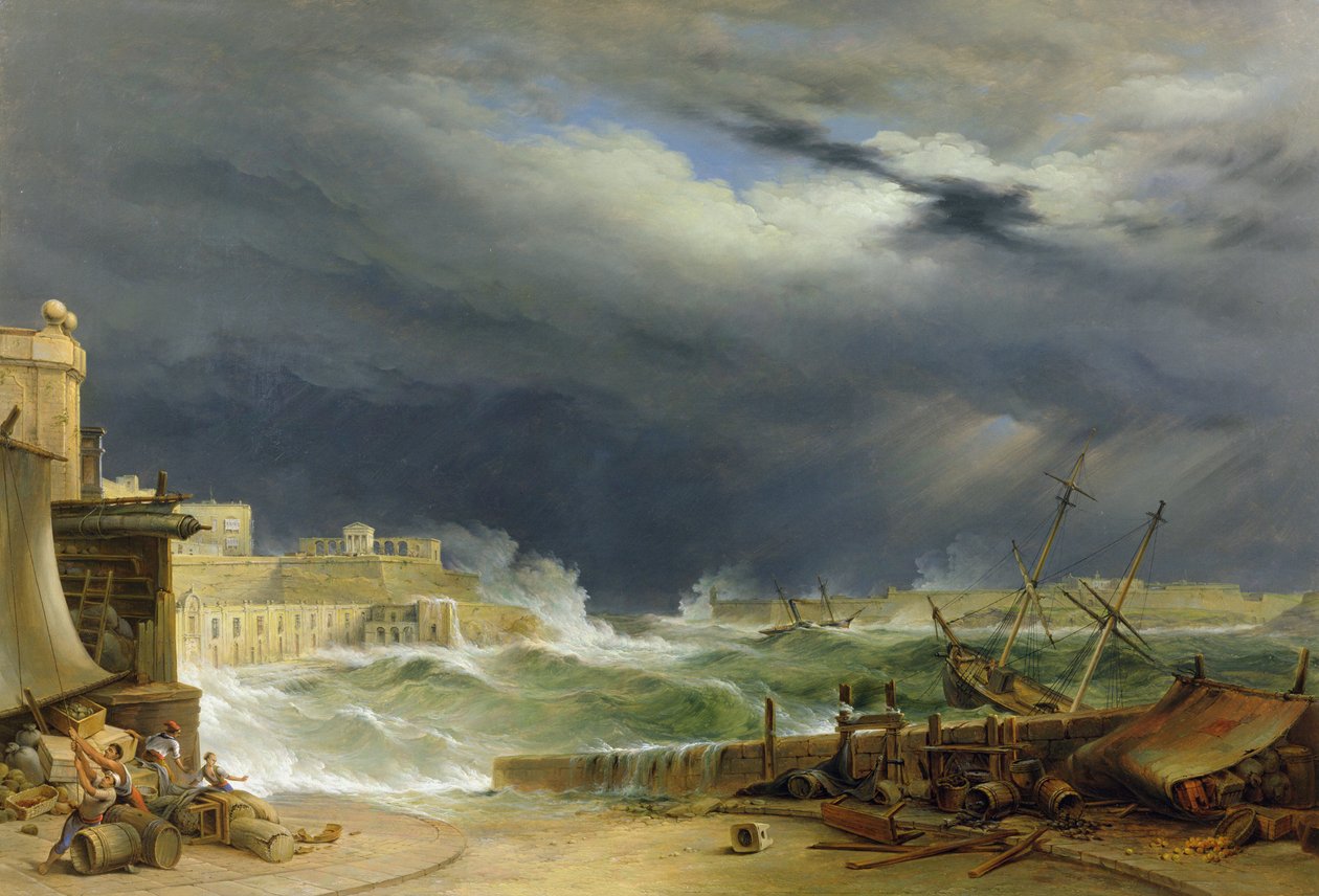 Tempestade, Malta, 1850 de John or Giovanni Schranz