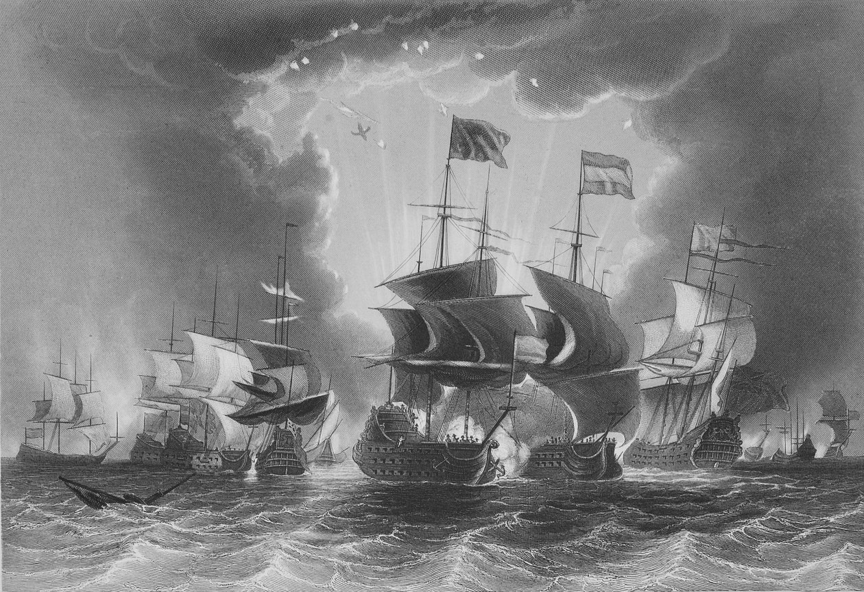 Derrota da frota holandesa pelo almirante Blane, gravada por W. French de John the Younger Cleveley