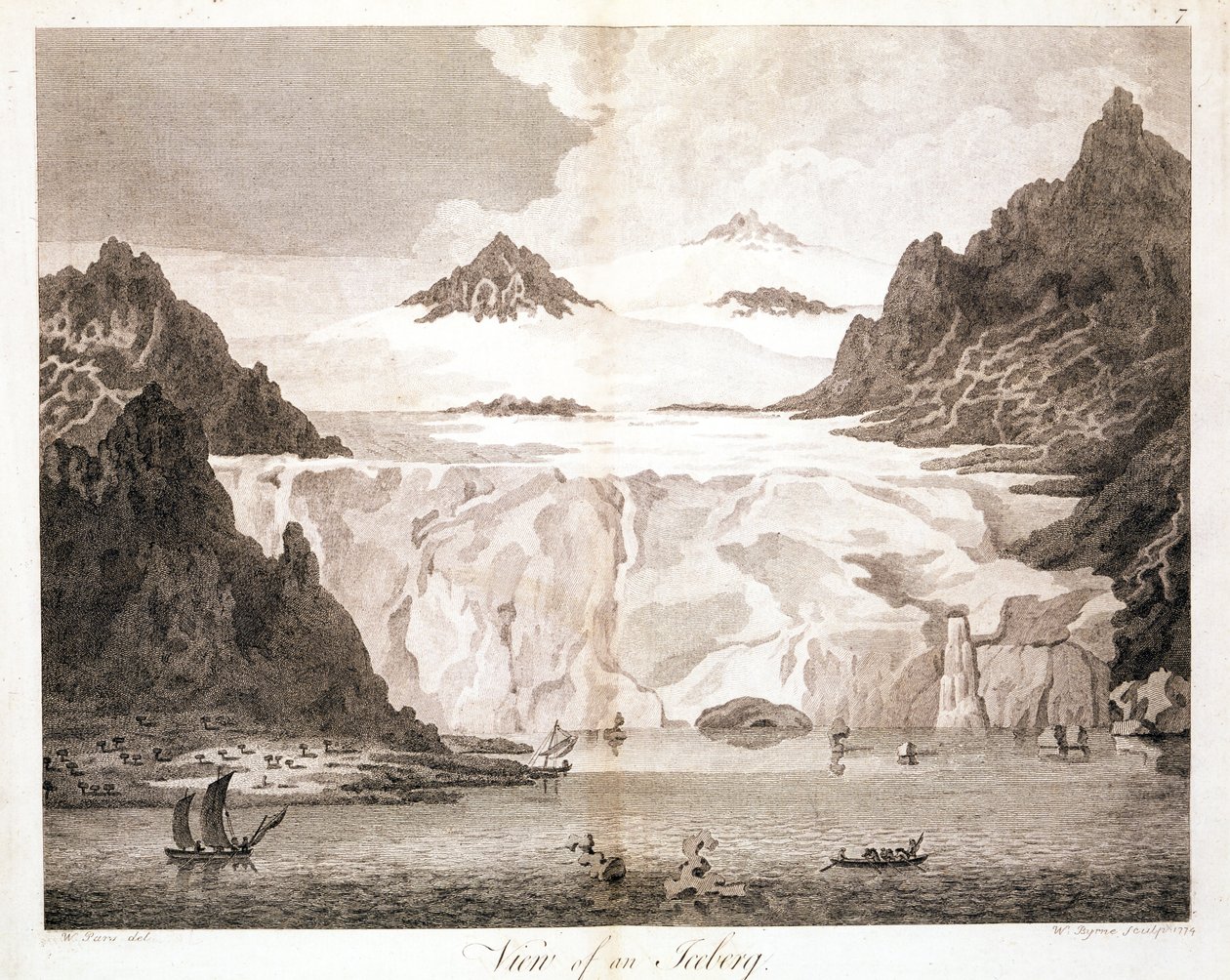Vista de um iceberg de uma viagem para o Pólo Norte realizada pelo comando de sua majestade, 1774 de John the Younger Cleveley