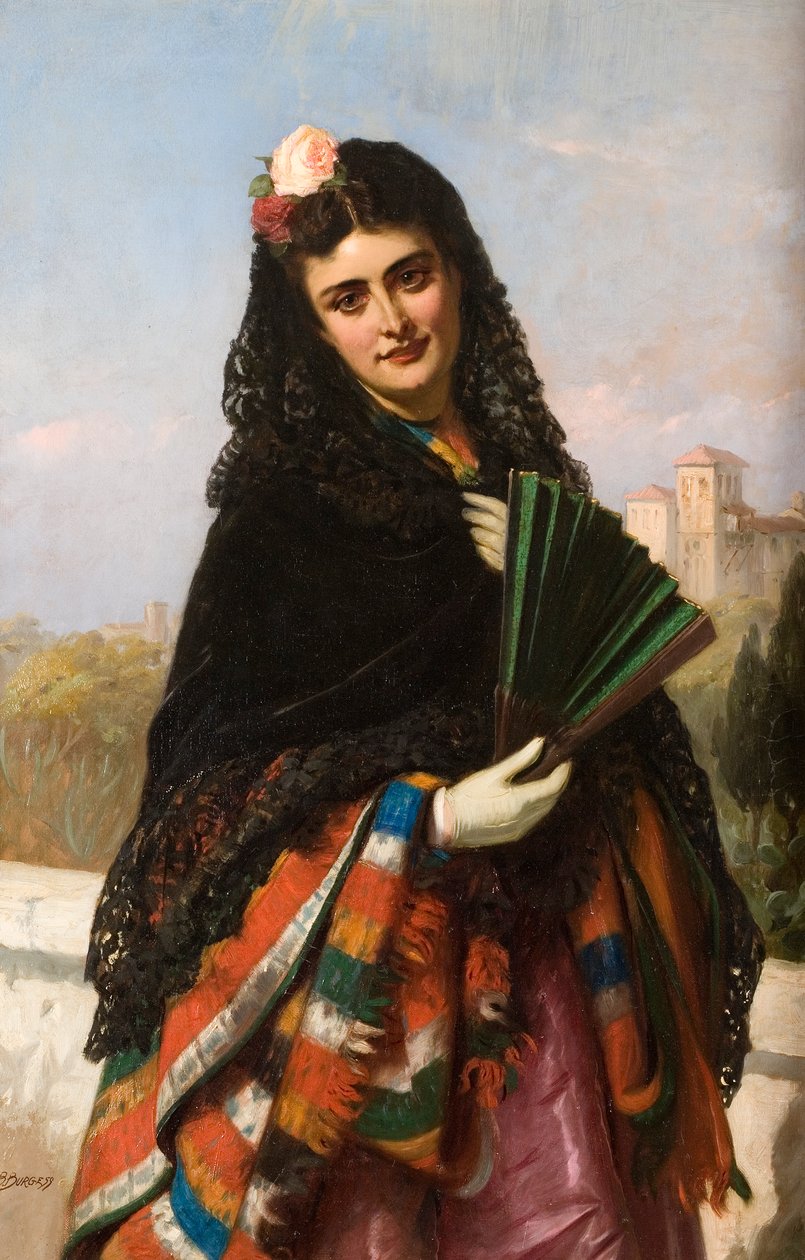 Senhora espanhola com um fã de John Bagnold Burgess