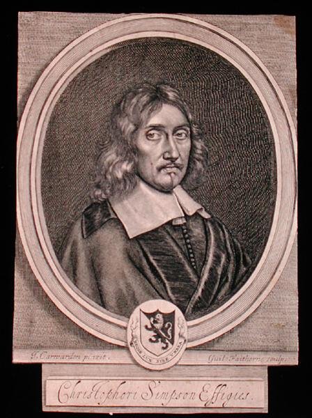 Retrato de Christopher Simpson (c.1605-69) (gravura) de John (after) Carwarden