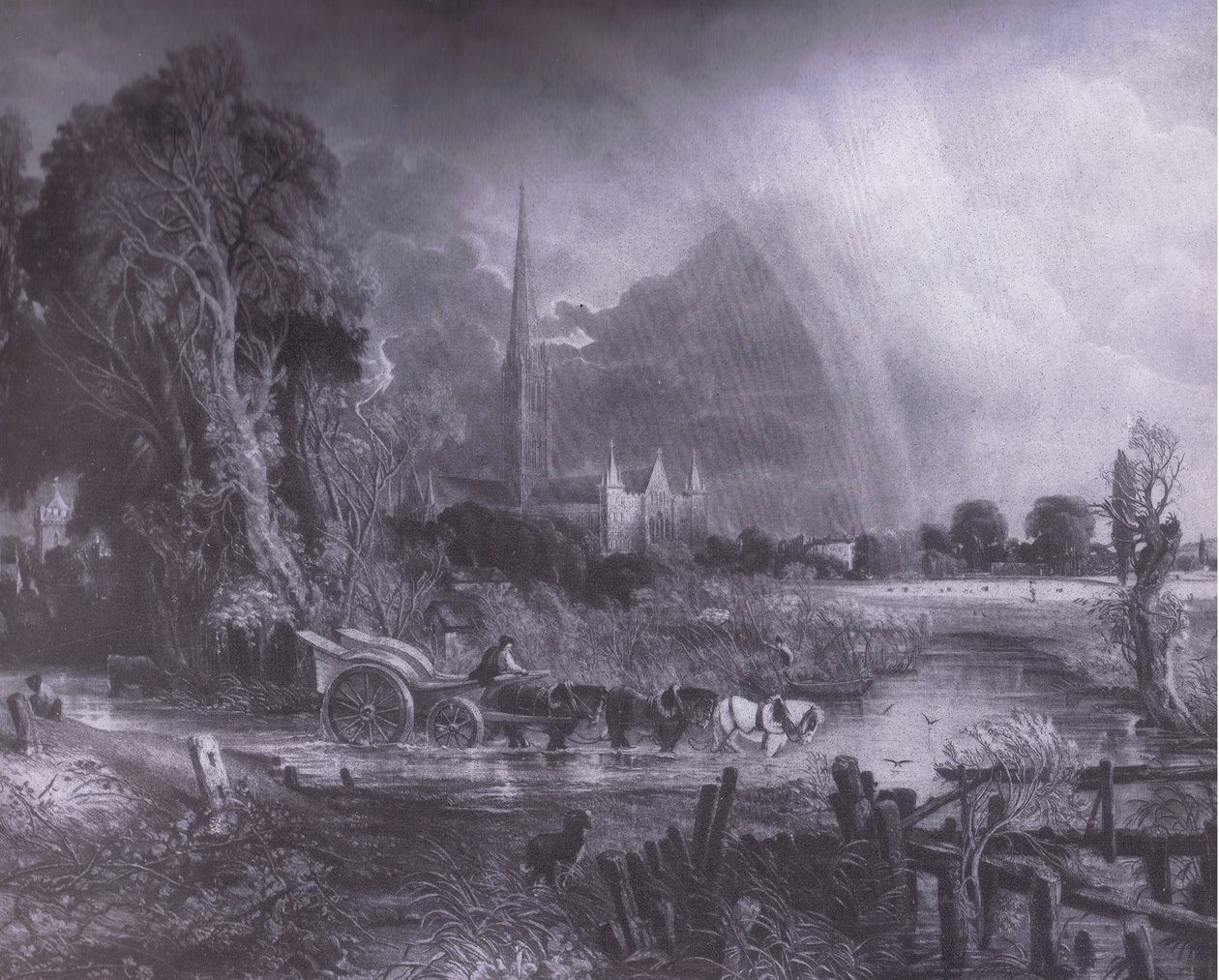 Catedral de Salisbury dos prados, Bibbys Annual de John (after) Constable