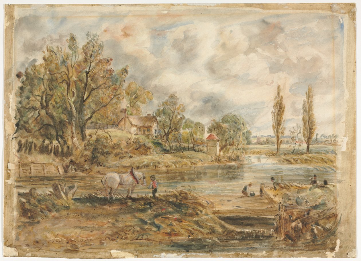 O Cavalo Branco (aguarela) de John (after) Constable