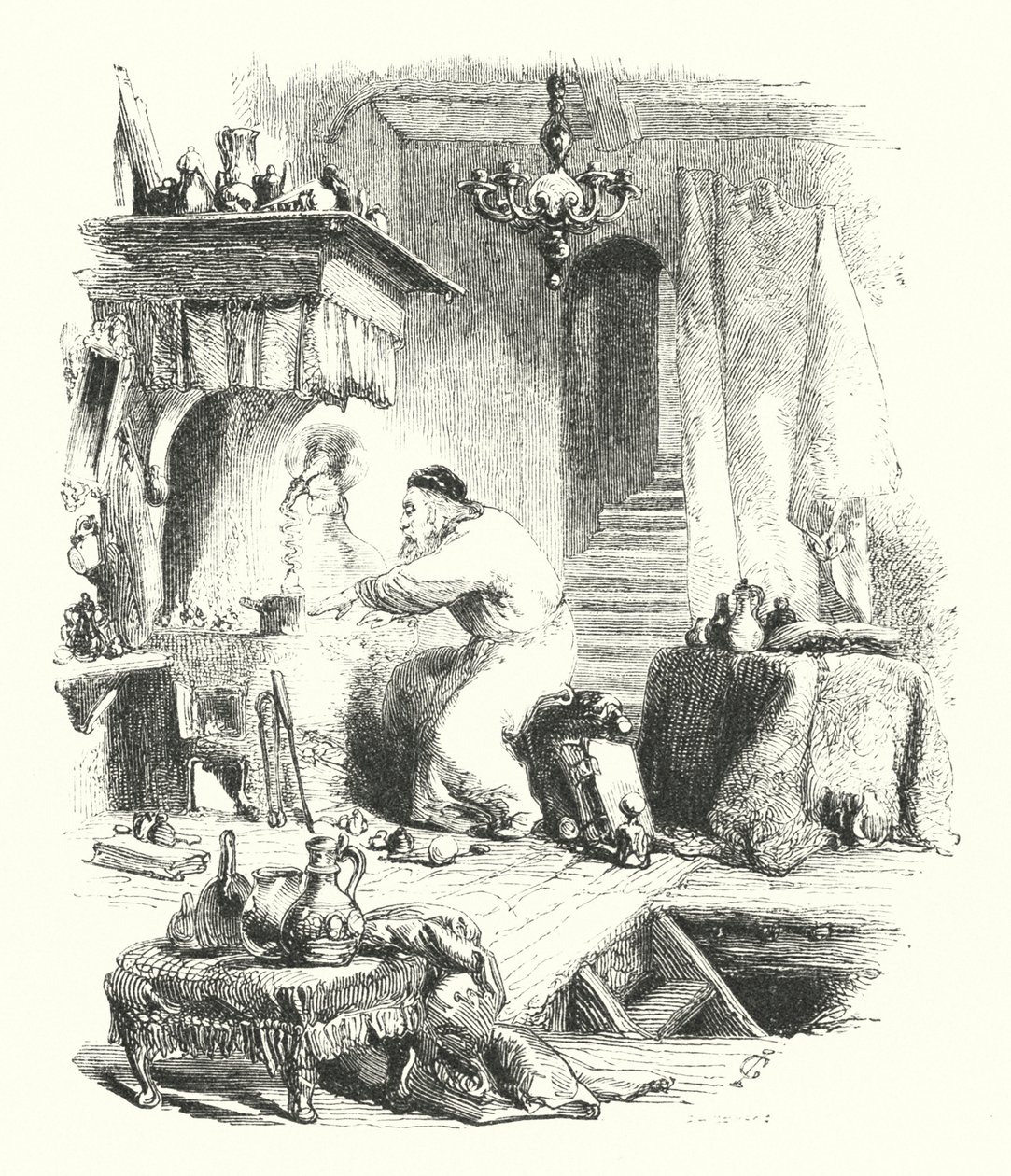 O Alquimista (gravura) de John (after) Gilbert