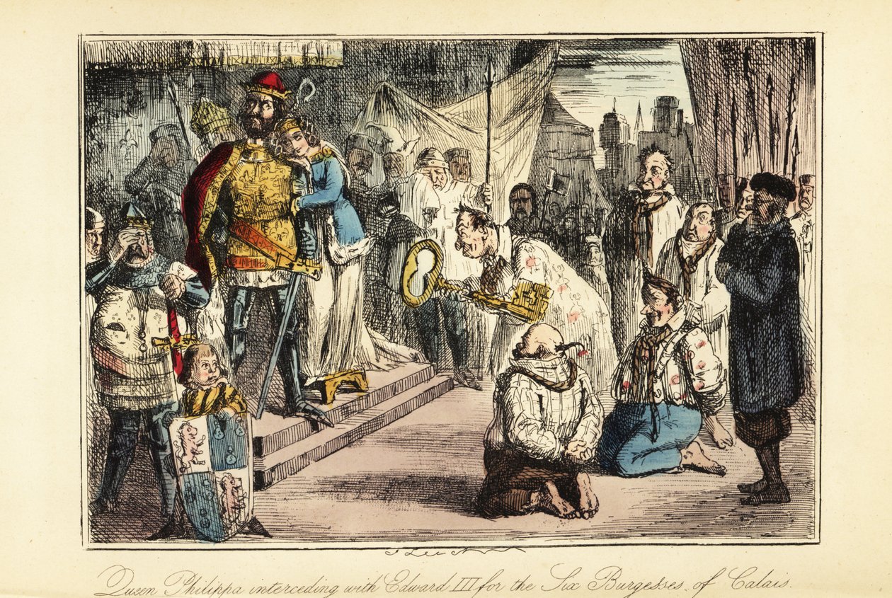 Rei Eduardo III de Inglaterra após o Cerco de Calais em 1347 de John (after) Leech