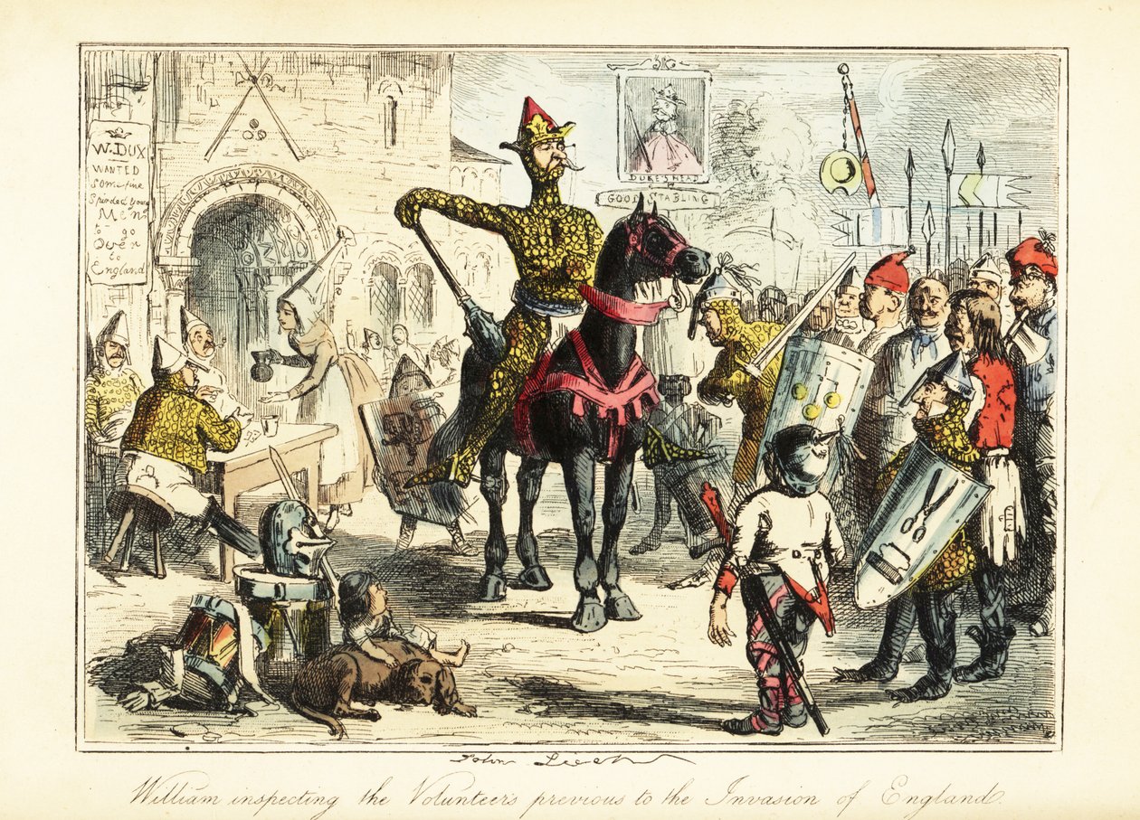 Guilherme o Conquistador com o seu exército de normandos em 1066 de John (after) Leech