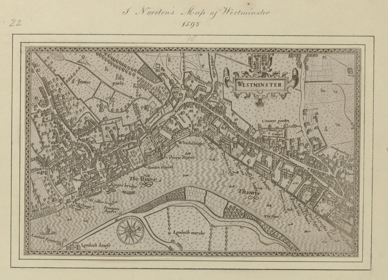 Um plano de Westminster de John (after) Norden