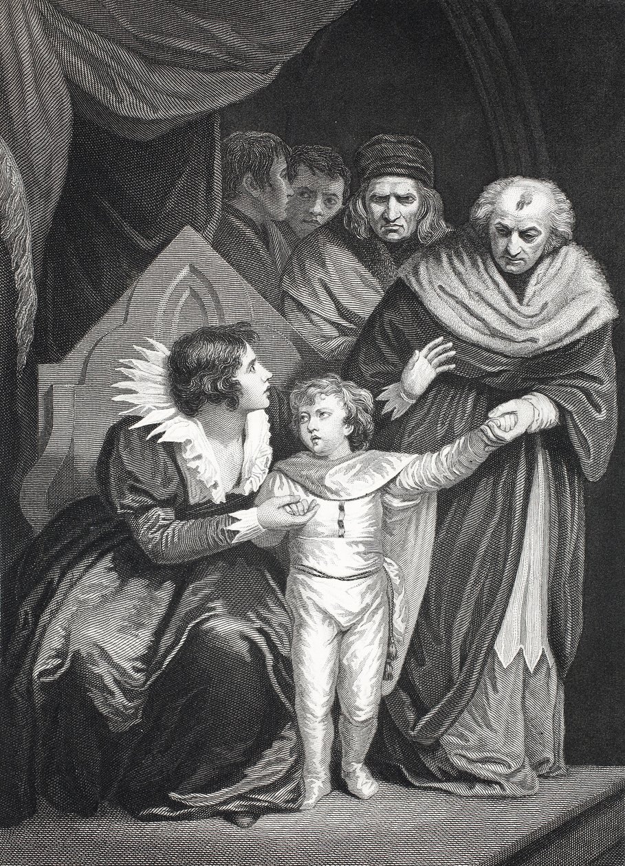 Elizabeth Woodville entregando seu filho (litho) de John (after) Opie