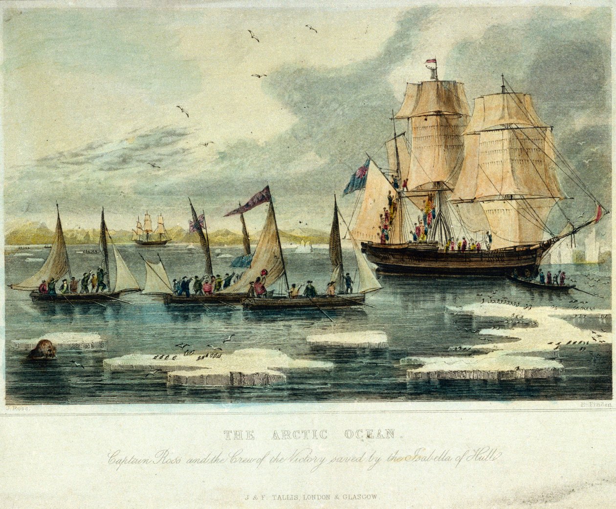 O oceano Ártico O capitão Ross e a tripulação do "Victory" salvos pelo "Isabella" de Hull de John (after) Ross