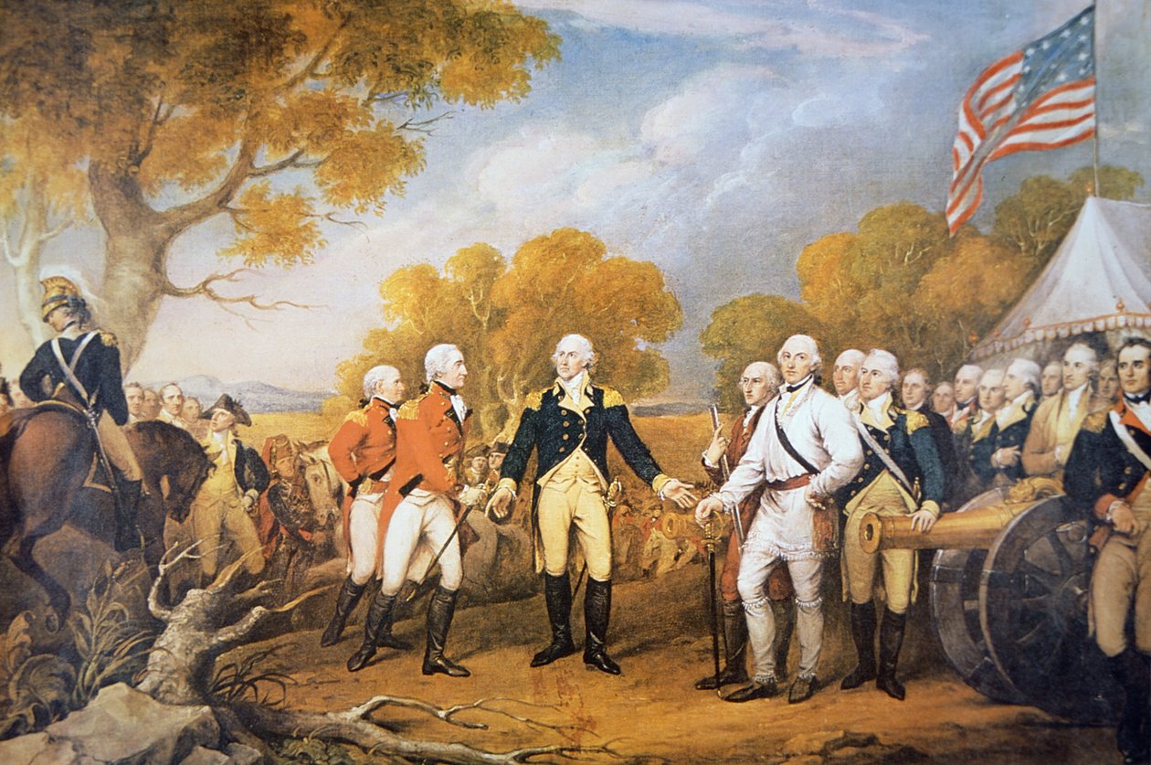 Rendição do General Burgoyne em Saratoga, Nova Iorque de John (after) Trumbull