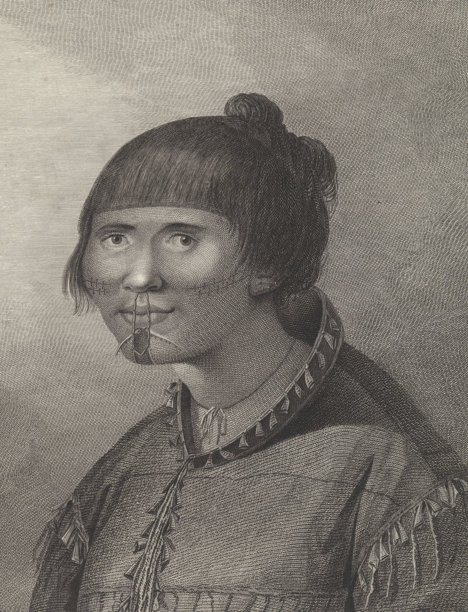 Uma mulher de Oonalashka, finais do século XVIII (gravura) de John (after) Webber
