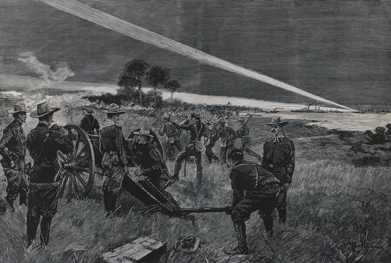 Tropas americanas desembarcam na baía de Daiquiri, artilharia abrindo fogo, 24 de junho de Walter Charles Mills