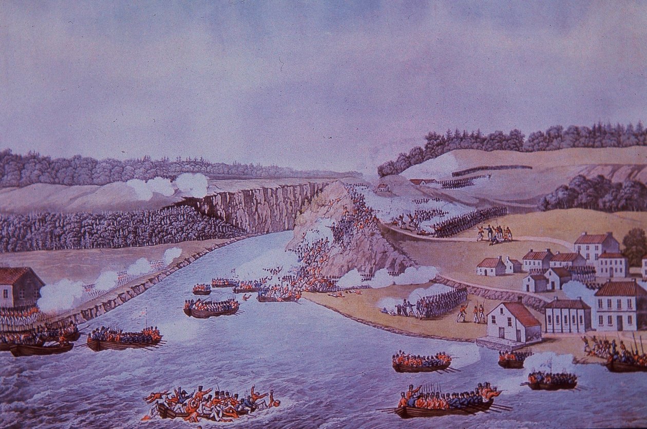 Batalha de Queenston Heights (cor litho) de Walter Charles Mills