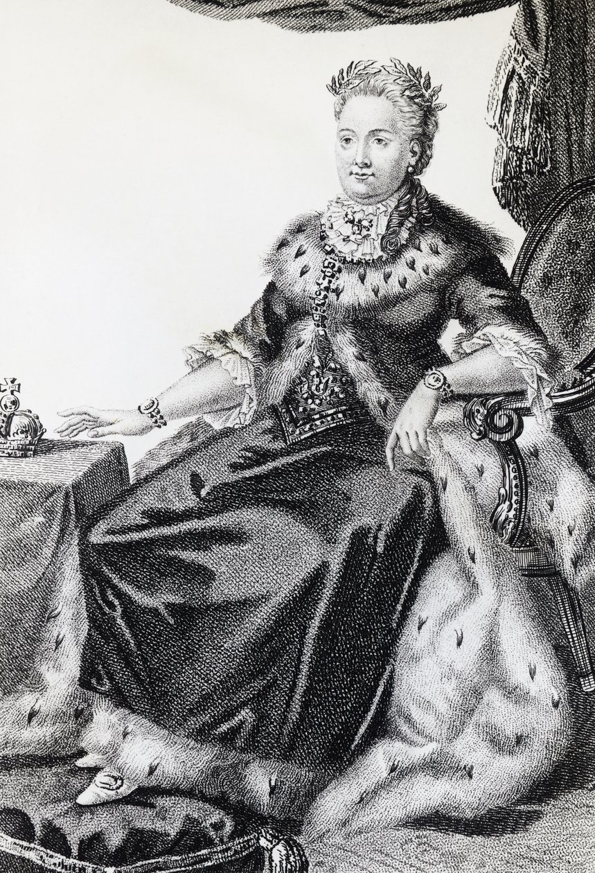 Catherine II, nascida Sophie Friederike Auguste (1729-1796), Imperatriz da Rússia, gravura de Walter Charles Mills