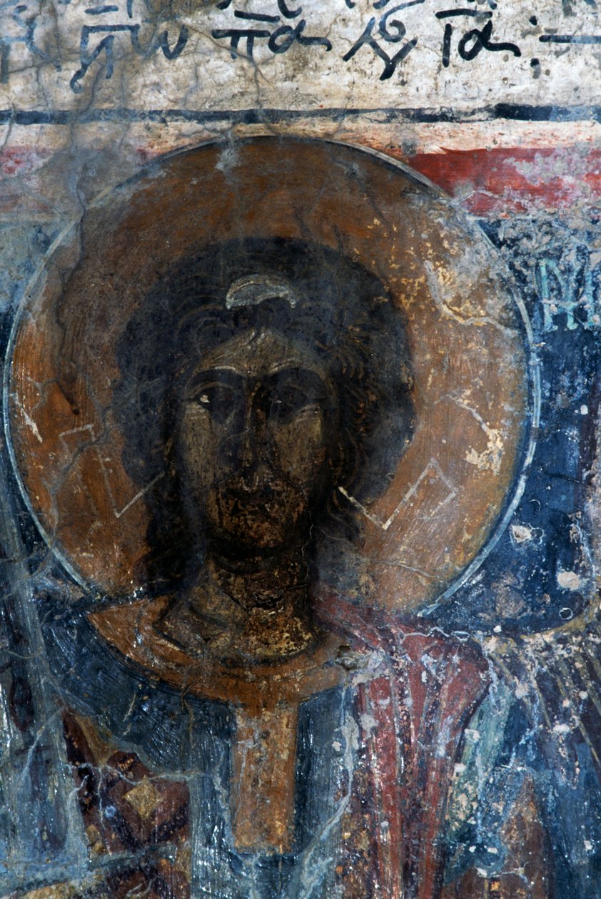 Cristo, afresco na igreja de Agia Paraskevi, Voutas, Creta, Grécia (foto) de Walter Charles Mills