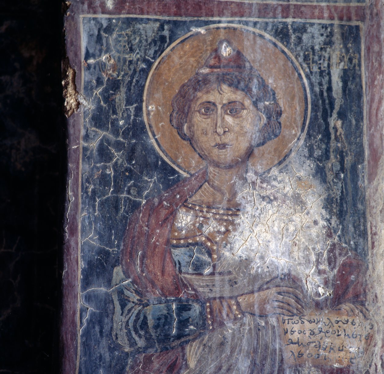 Figura de santo, fresco na igreja em Kandanos, Creta, Grécia (foto) de Walter Charles Mills