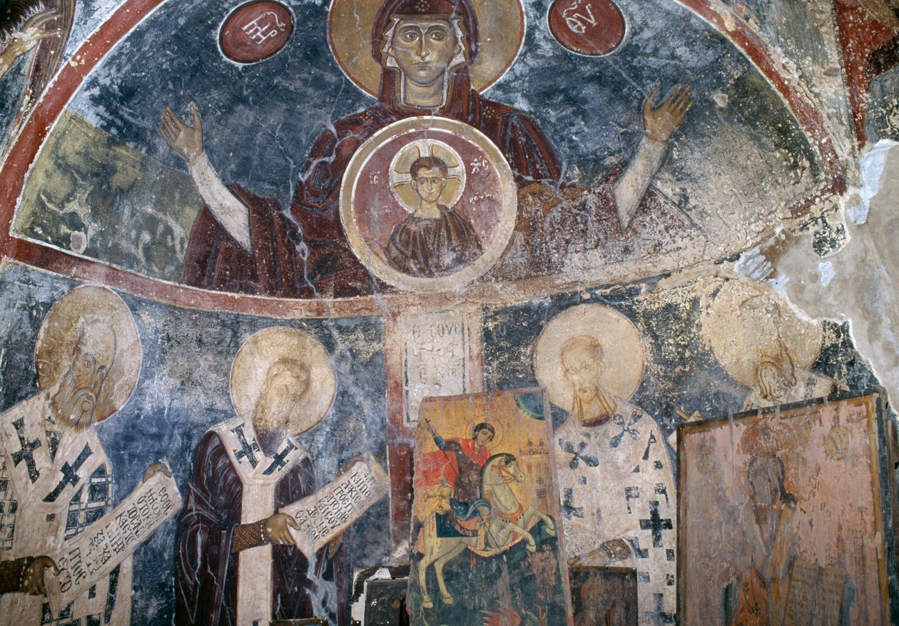 Frescos na igreja bizantina de Agios Georgios, Vathi, Creta, Grécia (foto) de Walter Charles Mills